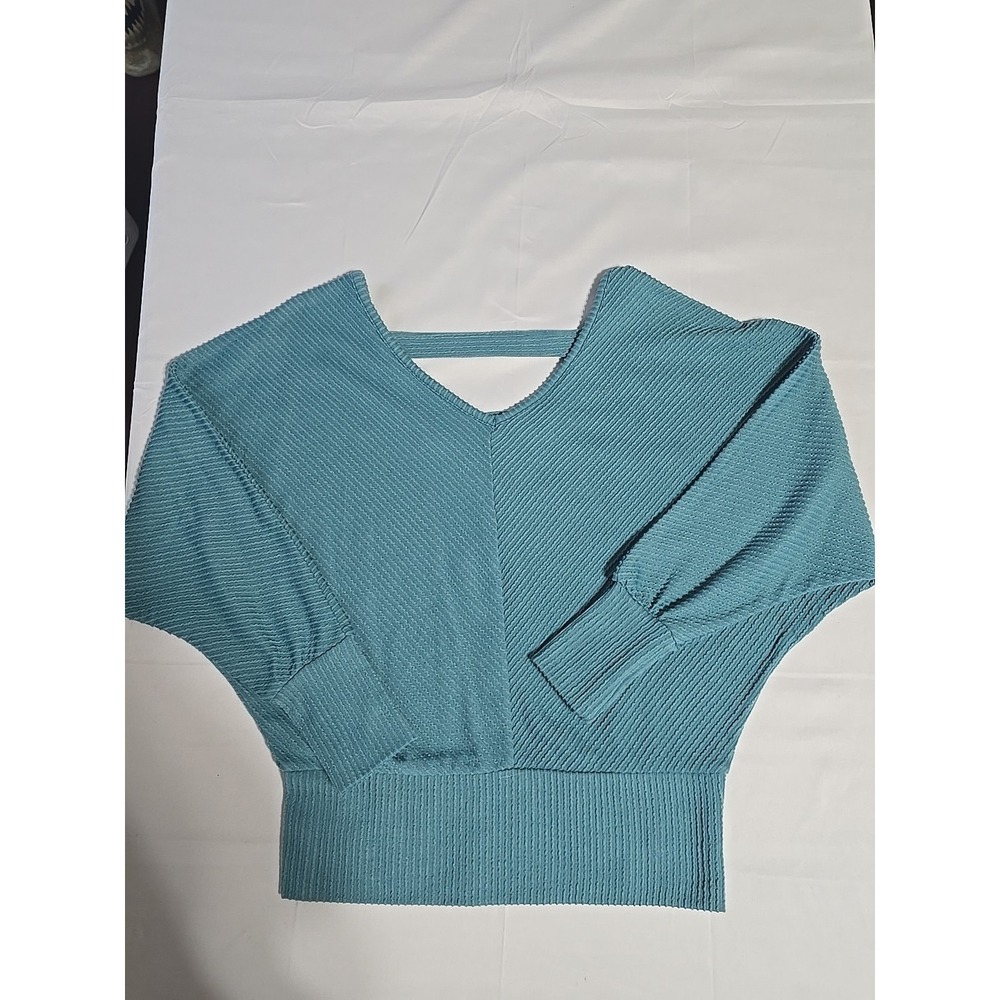 Just Be Women's Sweater‎ Teal Medium Mid Sleeve Blouse Top